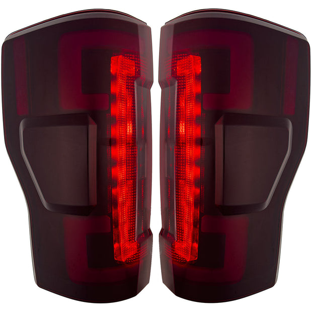 Ford Superduty F250/350/450/550 17-19 (Replaces OEM Halogen Style Tail Lights Both With & Without BLIS Blind Spot Warning System) OLED TAIL LIGHTS - Dark Red Smoked Lens - Image 2