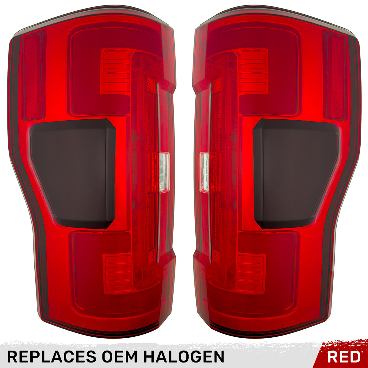 Ford Superduty F250/350/450/550 17-19 (Replaces OEM Halogen Style Tail Lights Both With & Without BLIS Blind Spot Warning System) OLED TAIL LIGHTS - Red Lens - Image 4