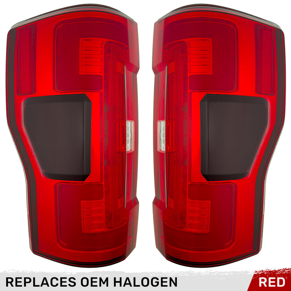 Ford Superduty F250/350/450/550 17-19 (Replaces OEM Halogen Style Tail Lights Both With & Without BLIS Blind Spot Warning System) OLED TAIL LIGHTS - Red Lens - Image 4