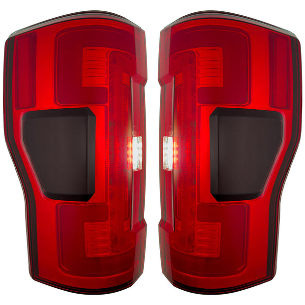 Ford Superduty F250/350/450/550 17-19 (Replaces OEM Halogen Style Tail Lights Both With & Without BLIS Blind Spot Warning System) OLED TAIL LIGHTS - Red Lens