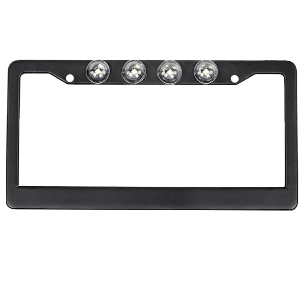 Black Aluminum License Plate Frame with Four 6000K XML CREE LED Reverse Lights - Fits all Standard U.S. License Plates - Image 3