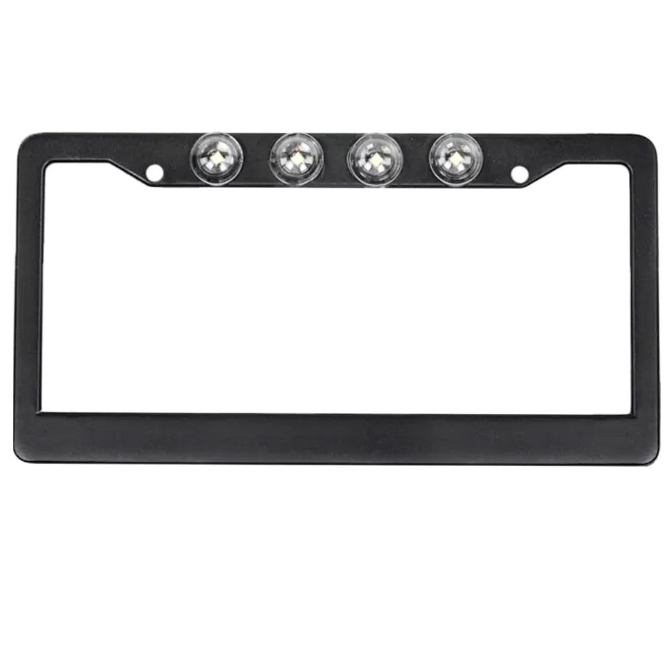 Black Aluminum License Plate Frame with Four 6000K XML CREE LED Reverse Lights - Fits all Standard U.S. License Plates - Image 3
