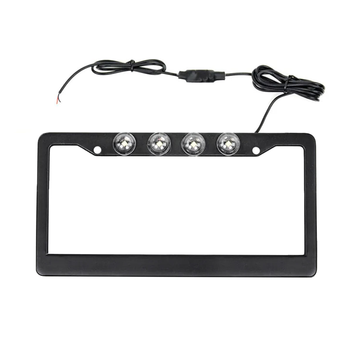 Black Aluminum License Plate Frame with Four 6000K XML CREE LED Reverse Lights - Fits all Standard U.S. License Plates - Image 4