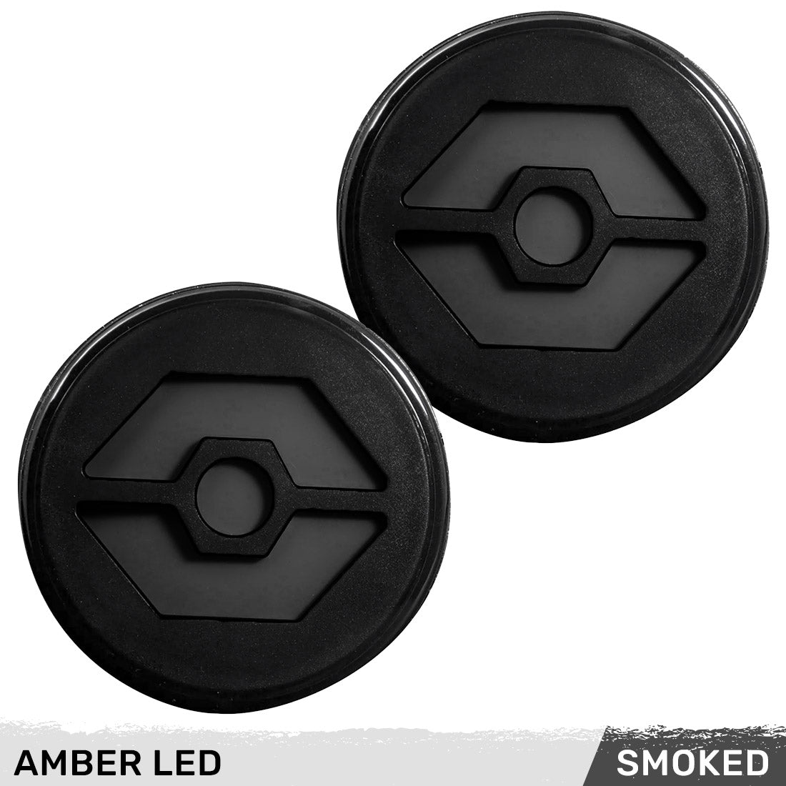 Jeep 07-18 JK Wrangler Round Front Turn Signal Lenses with Amber Hexagon-Shaped OLED Design Located Under Front Headlights - Smoked Lens - Image 5