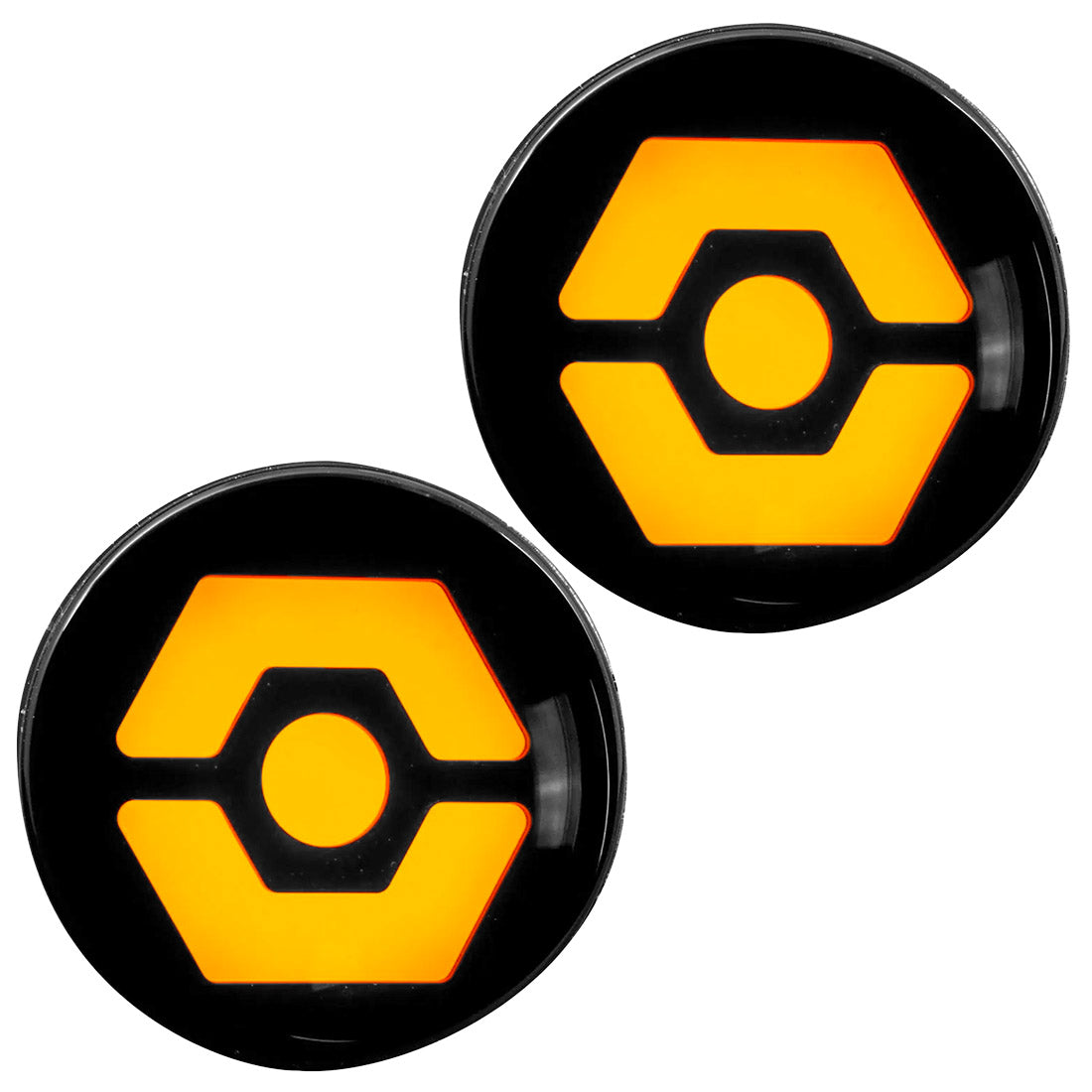 Jeep 07-18 JK Wrangler Round Front Turn Signal Lenses with Amber Hexagon-Shaped OLED Design Located Under Front Headlights - Smoked Lens - Image 2