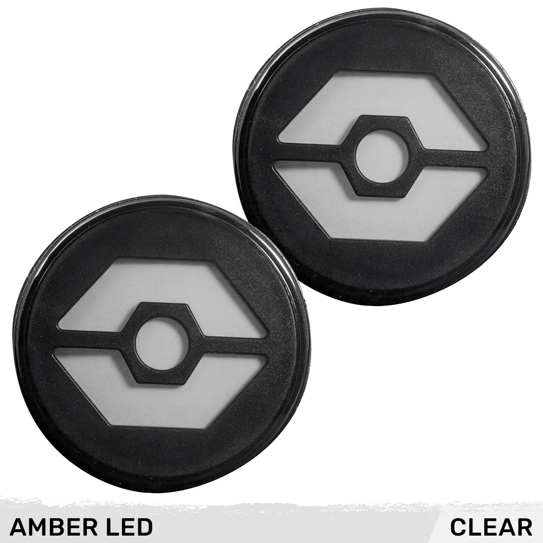 Jeep 07-18 JK Wrangler Round Front Turn Signal Lenses with Amber Hexagon-Shaped OLED Design Located Under Front Headlights - Clear Lens - Image 4
