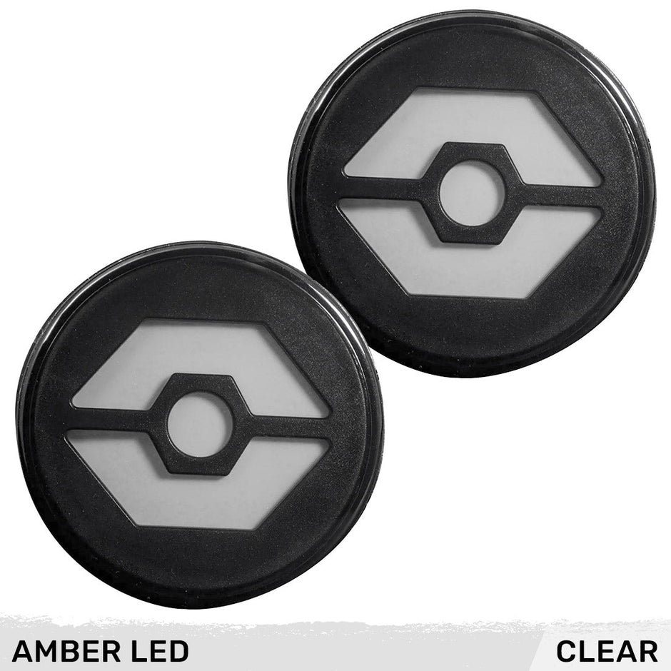 Jeep 07-18 JK Wrangler Round Front Turn Signal Lenses with Amber Hexagon-Shaped OLED Design Located Under Front Headlights - Clear Lens - Image 4