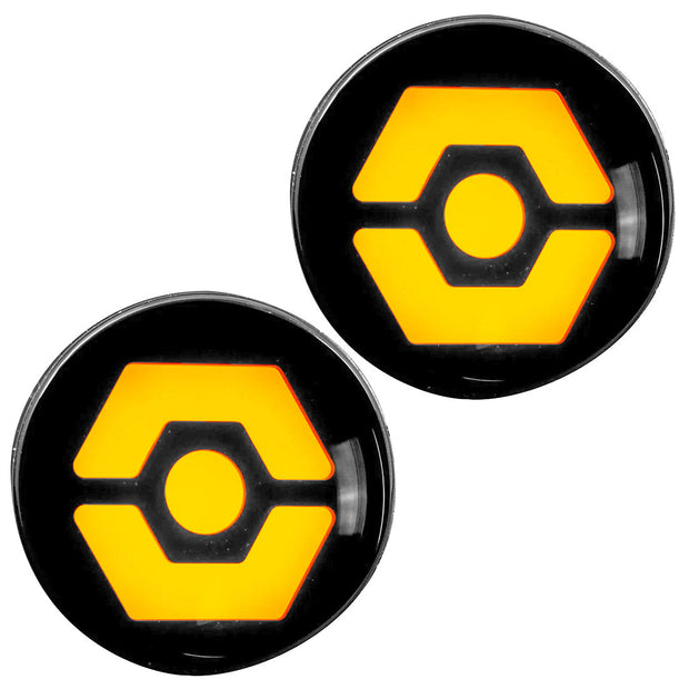 Jeep 07-18 JK Wrangler Round Front Turn Signal Lenses with Amber Hexagon-Shaped OLED Design Located Under Front Headlights - Clear Lens - Image 2