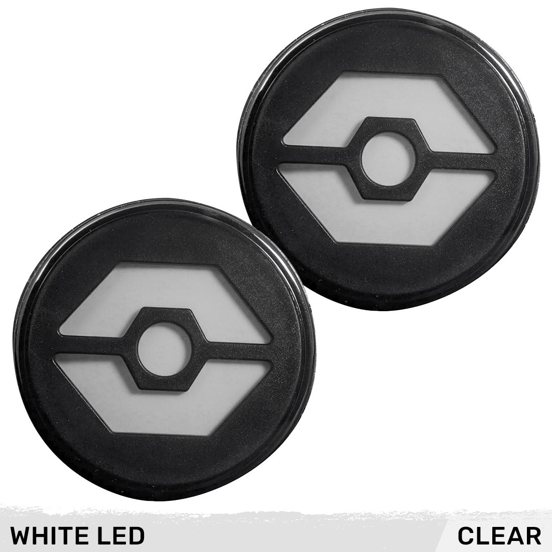 Jeep 07-18 JK Wrangler Round Front Turn Signal Lenses with White Hexagon-Shaped OLED Design Located Under Front Headlights - Clear Lens