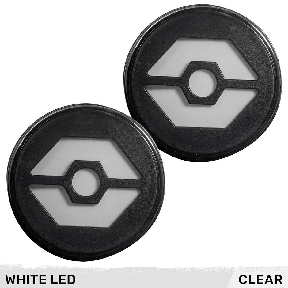 Jeep 07-18 JK Wrangler Round Front Turn Signal Lenses with White Hexagon-Shaped OLED Design Located Under Front Headlights - Clear Lens