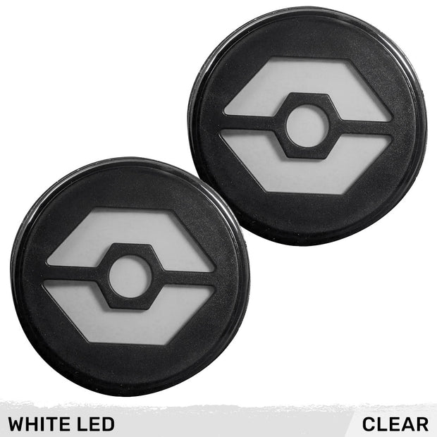Jeep 07-18 JK Wrangler Round Front Turn Signal Lenses with White Hexagon-Shaped OLED Design Located Under Front Headlights - Clear Lens