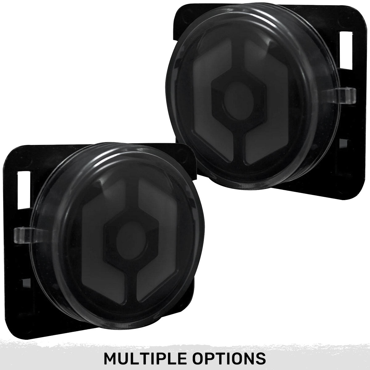 Jeep 07-18 JK Wrangler Round Front Fender Lenses with Amber Hexagon-Shaped OLED Design Located on Front Side Fender - Smoked Lens