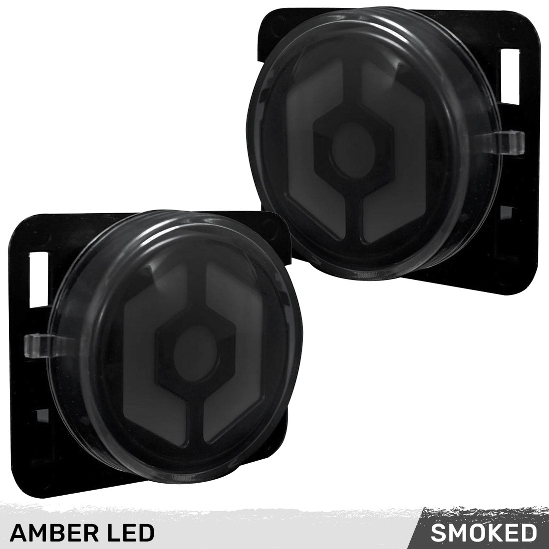 Jeep 07-18 JK Wrangler Round Front Fender Lenses with Amber Hexagon-Shaped OLED Design Located on Front Side Fender - Smoked Lens - Image 5