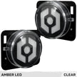 Jeep 07-18 JK Wrangler Round Front Fender Lenses with Amber Hexagon-Shaped OLED Design Located on Front Side Fender - Clear Lens - Image 4