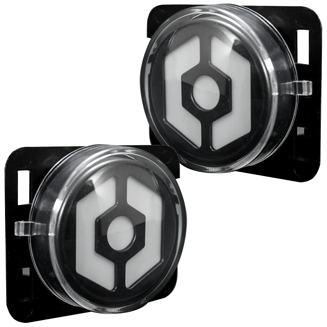Jeep 07-18 JK Wrangler Round Front Fender Lenses with Amber Hexagon-Shaped OLED Design Located on Front Side Fender - Clear Lens - Image 2