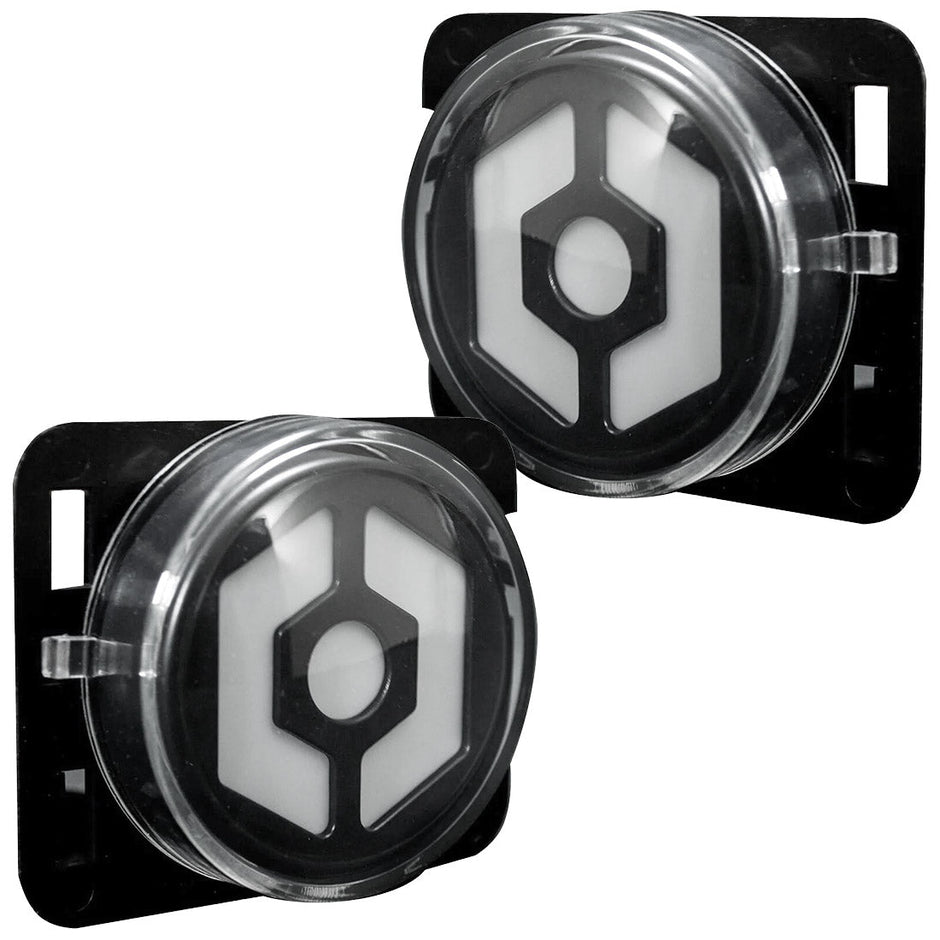 Jeep 07-18 JK Wrangler Round Front Fender Lenses with Amber Hexagon-Shaped OLED Design Located on Front Side Fender - Clear Lens - Image 2