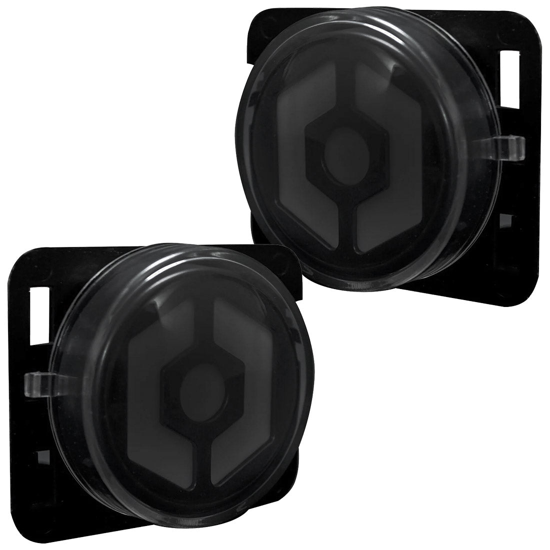Jeep 07-18 JK Wrangler Round Front Fender Lenses with White Hexagon-Shaped OLED Design Located on Front Side Fender - Smoked Lens - Image 4