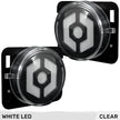 Jeep 07-18 JK Wrangler Round Front Fender Lenses with White Hexagon-Shaped OLED Design Located on Front Side Fender - Clear Lens - Image 2
