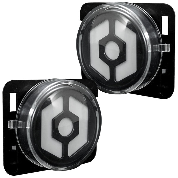 Jeep 07-18 JK Wrangler Round Front Fender Lenses with White Hexagon-Shaped OLED Design Located on Front Side Fender - Clear Lens