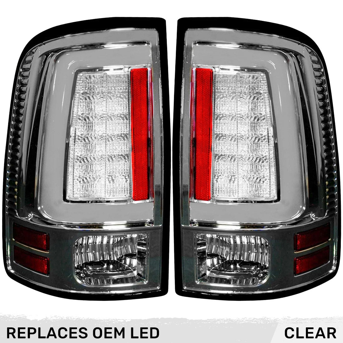 Dodge 13-18 RAM 1500/2500/3500 OLED TAIL LIGHTS (Replaces Factory OEM LED Tail Lights ONLY) - Clear Lens - Image 2