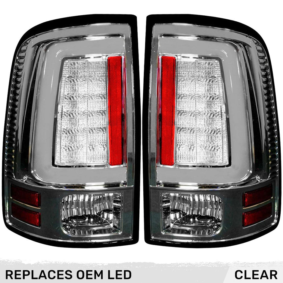 Dodge 13-18 RAM 1500/2500/3500 OLED TAIL LIGHTS (Replaces Factory OEM LED Tail Lights ONLY) - Clear Lens - Image 2