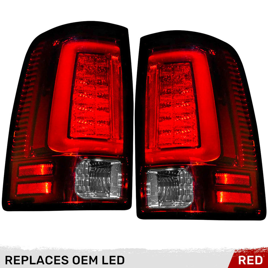 Dodge 13-18 RAM 1500/2500/3500 OLED TAIL LIGHTS (Replaces Factory OEM LED Tail Lights ONLY) - Red Lens