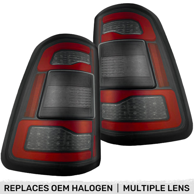 Dodge 19-23 RAM 1500 OLED TAIL LIGHTS (Replaces Factory OEM Halogen Tail Lights) - Smoked Lens