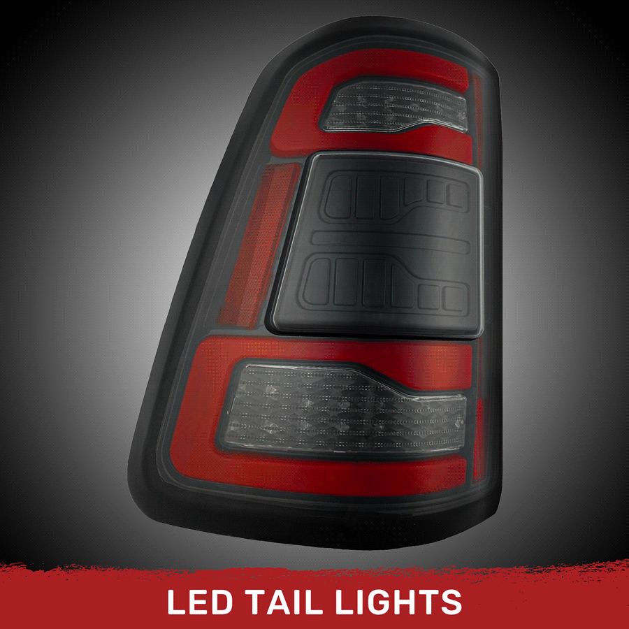 Dodge 19-23 RAM 1500 OLED TAIL LIGHTS (Replaces Factory OEM LED Tail Lights w Blind Spot Sensor) - Smoked Lens - Image 2