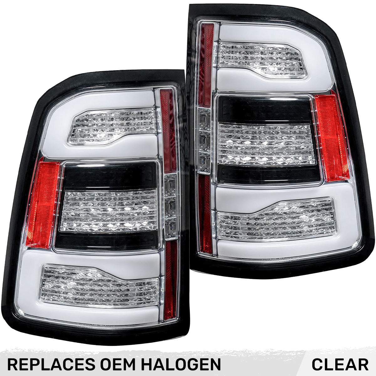 Dodge 19-23 RAM 1500 OLED TAIL LIGHTS (Replaces Factory OEM Halogen Tail Lights) - Clear Lens