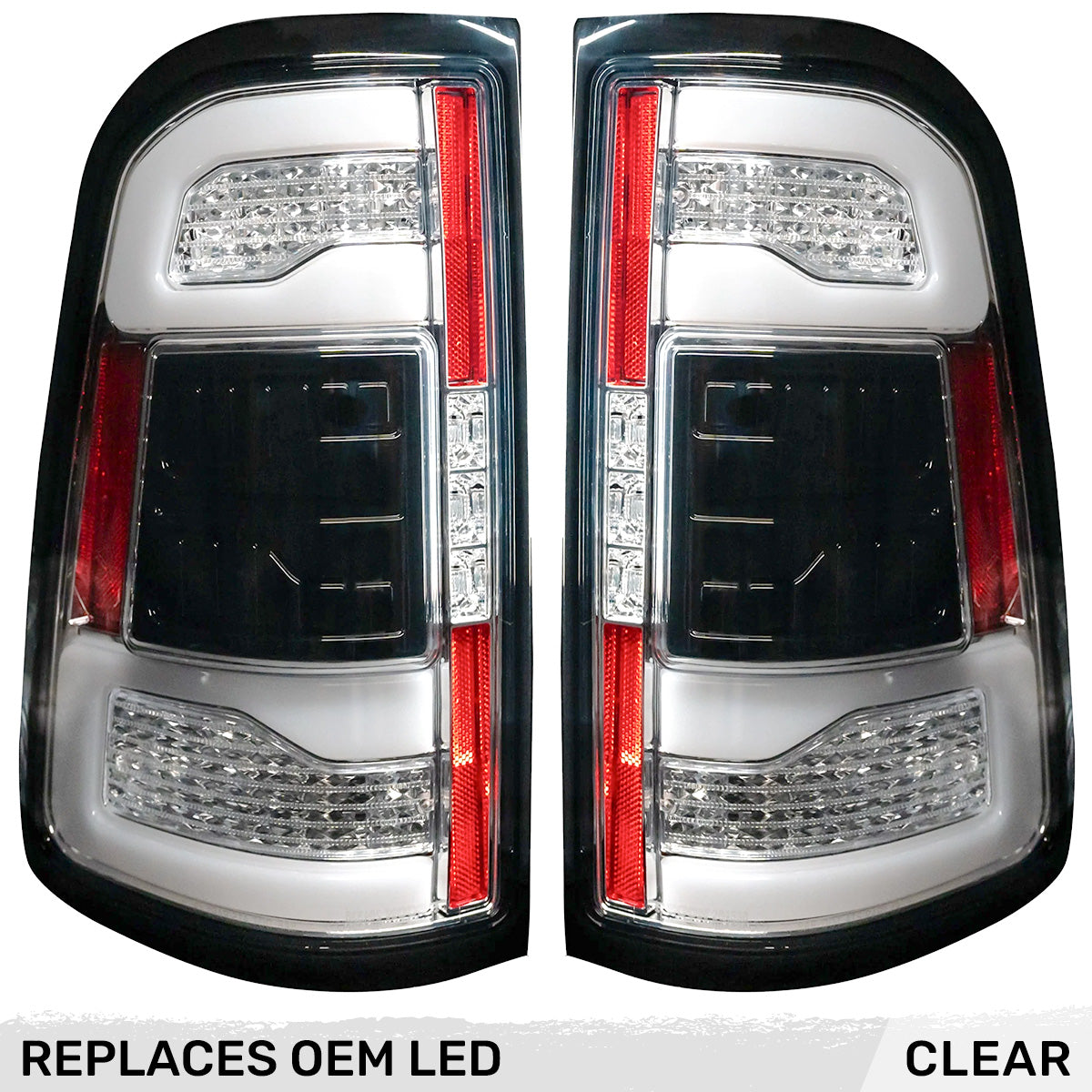 Dodge 19-23 RAM 1500 OLED TAIL LIGHTS (Replaces Factory OEM LED Tail Lights w Blind Spot Sensor) - Clear Lens