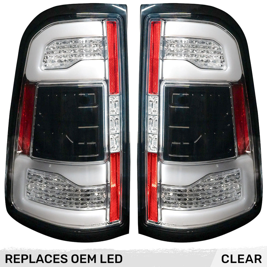 Dodge 19-23 RAM 1500 OLED TAIL LIGHTS (Replaces Factory OEM LED Tail Lights w Blind Spot Sensor) - Clear Lens