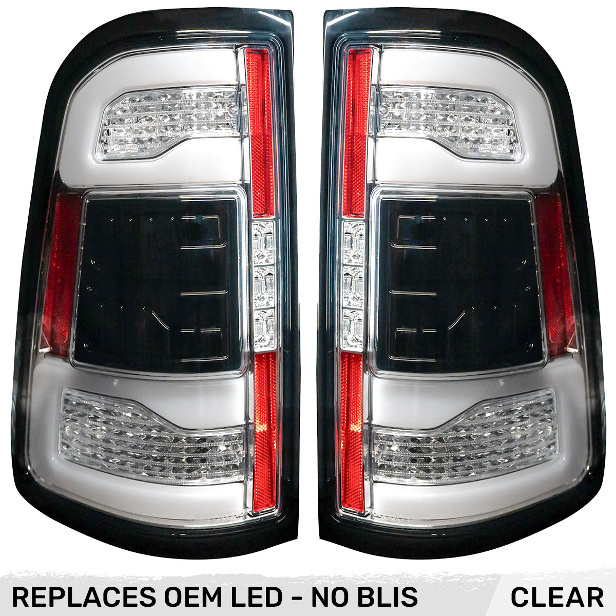 Dodge 19-23 RAM 1500 OLED TAIL LIGHTS (Replaces Factory OEM LED Tail Lights w NO Blind Spot SENSOR) - Clear Lens