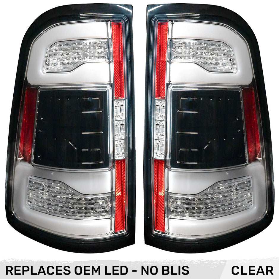 Dodge 19-23 RAM 1500 OLED TAIL LIGHTS (Replaces Factory OEM LED Tail Lights w NO Blind Spot SENSOR) - Clear Lens