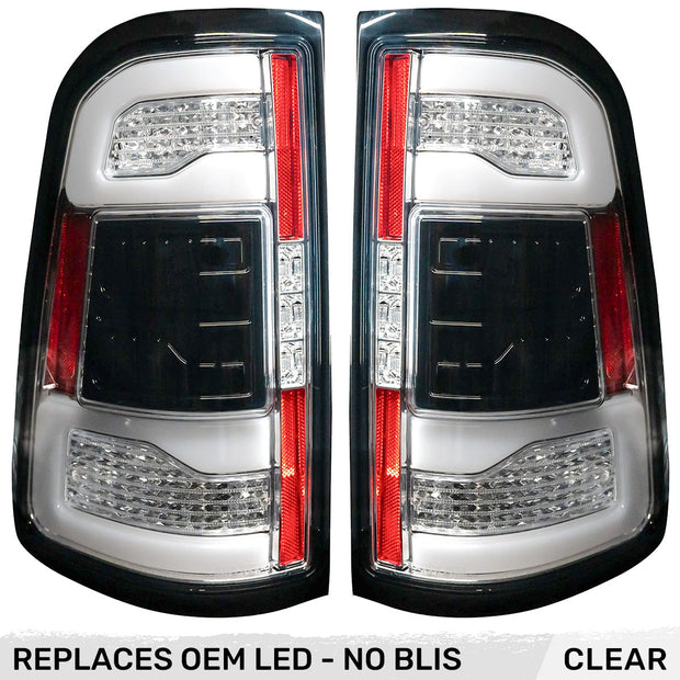 Dodge 19-23 RAM 1500 OLED TAIL LIGHTS (Replaces Factory OEM LED Tail Lights w NO Blind Spot SENSOR) - Clear Lens