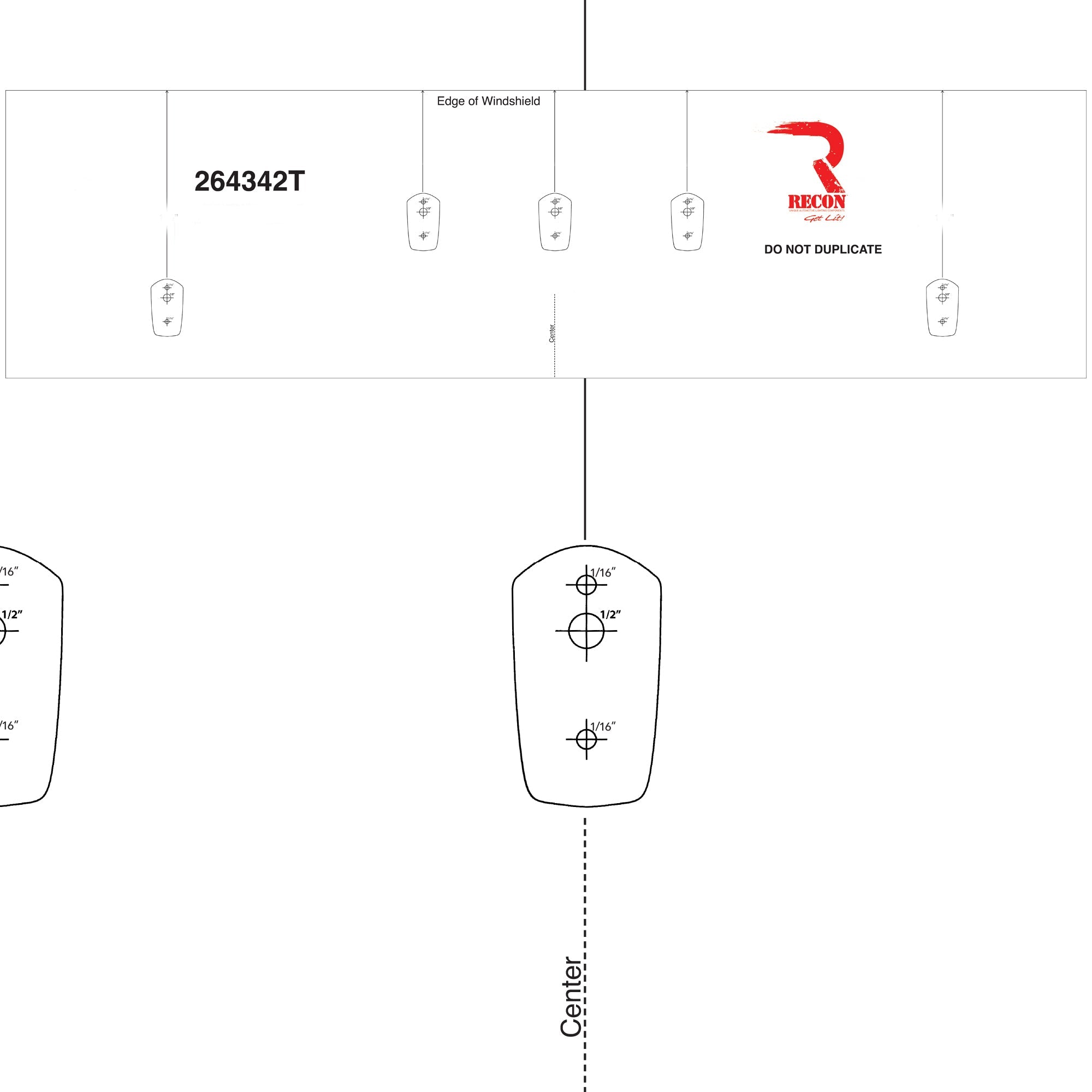 Template for Installing Cab Roof Lights - Part # 264342 Series