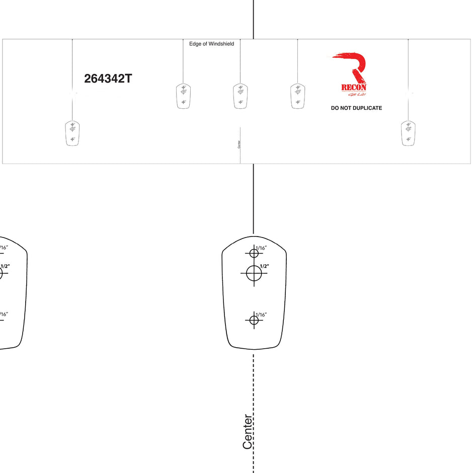 Template for Installing Cab Roof Lights - Part # 264342 Series