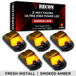 Ford 17-25 Superduty (5-Piece Set) Smoked Cab Roof Light Lens with 2-Way Forward & Rear Facing Amber ULTRA High-Power LEDs - ATTN: This cab light set is for a fresh install on a truck that DID NOT come with OEM cab roof lights (No Square Hole Required - Only 2 Small Screw Holes & a 1/4
