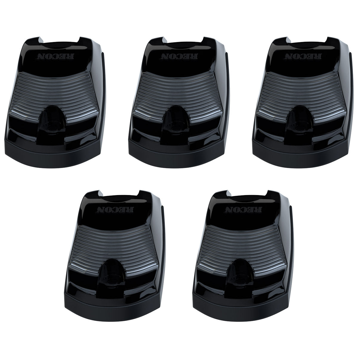 Ford 17-25 Superduty (5-Piece Set) Smoked Cab Roof Light Lens with 2-Way Forward & Rear Facing Amber ULTRA High-Power LEDs - ATTN: This cab light set is for a fresh install on a truck that DID NOT come with OEM cab roof lights (No Square Hole Required - Only 2 Small Screw Holes & a 1/4