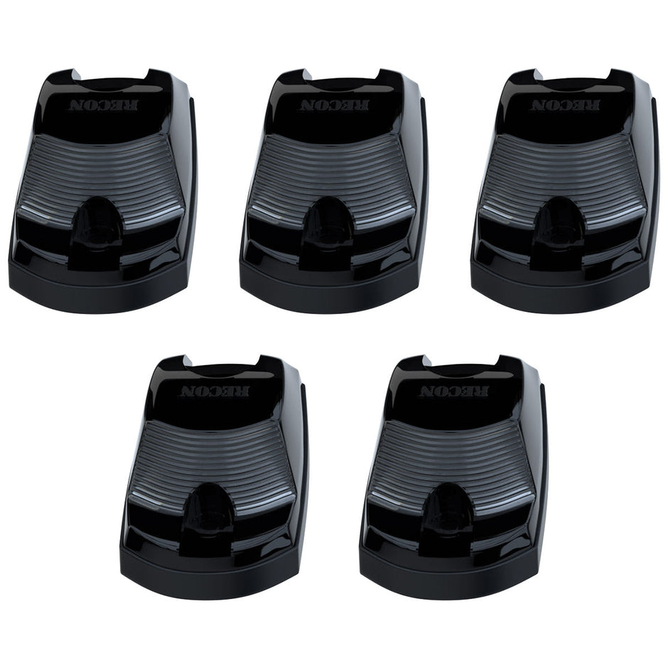 Ford 17-25 Superduty (5-Piece Set) Smoked Cab Roof Light Lens with 2-Way Forward & Rear Facing Amber ULTRA High-Power LEDs - ATTN: This cab light set is for a fresh install on a truck that DID NOT come with OEM cab roof lights (No Square Hole Required - Only 2 Small Screw Holes & a 1/4" Round Hole for Wire) - Kit Comes Complete with Screws & Wiring Harness