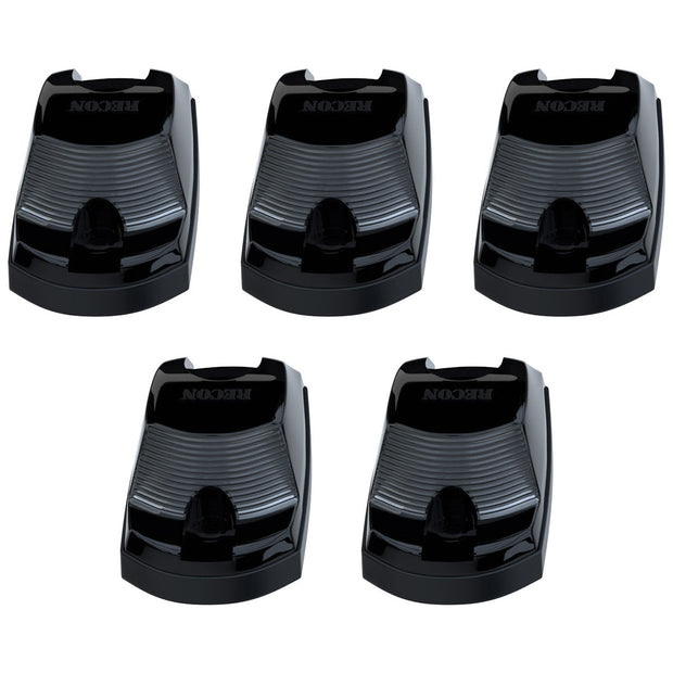Ford 17-25 Superduty (5-Piece Set) Smoked Cab Roof Light Lens with 2-Way Forward & Rear Facing Amber ULTRA High-Power LEDs - ATTN: This cab light set is for a fresh install on a truck that DID NOT come with OEM cab roof lights (No Square Hole Required - Only 2 Small Screw Holes & a 1/4" Round Hole for Wire) - Kit Comes Complete with Screws & Wiring Harness