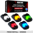 Ford 17-25 Superduty (5-Piece Set) Smoked Cab Roof Light Lens with RGB (Multi-Colored) High-Power LED's - ATTN: Cab Lights are User Controlled by Bluetooth Using App Thru Mobile Phone / Tablet - ATTN: This cab light set is for a fresh install on a truck that DID NOT come with OEM cab roof lights (No Square Hole Required - Only 2 Small Screw Holes & a 1/4