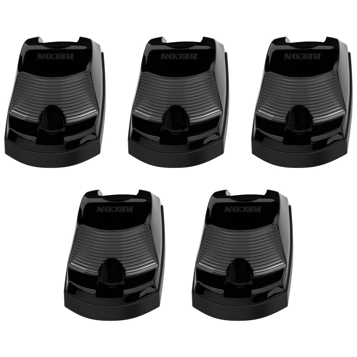 Ford 17-25 Superduty (5-Piece Set) Smoked Cab Roof Light Lens with RGB (Multi-Colored) High-Power LED's - ATTN: Cab Lights are User Controlled by Bluetooth Using App Thru Mobile Phone / Tablet - ATTN: This cab light set is for a fresh install on a truck that DID NOT come with OEM cab roof lights (No Square Hole Required - Only 2 Small Screw Holes & a 1/4
