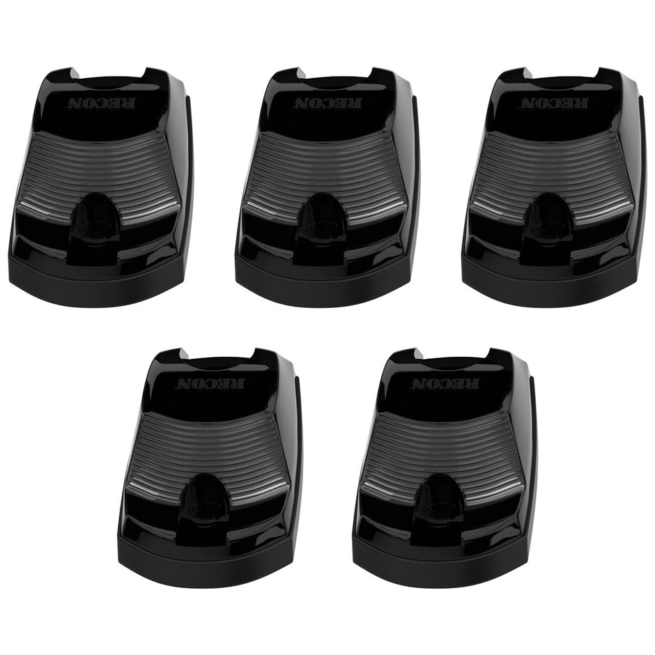 Ford 17-25 Superduty (5-Piece Set) Smoked Cab Roof Light Lens with RGB (Multi-Colored) High-Power LED's - ATTN: Cab Lights are User Controlled by Bluetooth Using App Thru Mobile Phone / Tablet - ATTN: This cab light set is for a fresh install on a truck that DID NOT come with OEM cab roof lights (No Square Hole Required - Only 2 Small Screw Holes & a 1/4