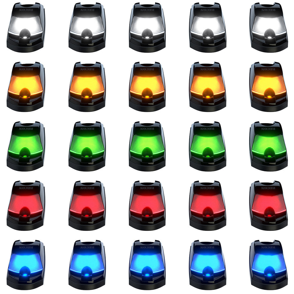 Ford 17-25 Superduty (5-Piece Set) Smoked Cab Roof Light Lens with RGB (Multi-Colored) High-Power LED's - ATTN: Cab Lights are User Controlled by Bluetooth Using App Thru Mobile Phone / Tablet - ATTN: This cab light set is for a fresh install on a truck that DID NOT come with OEM cab roof lights (No Square Hole Required - Only 2 Small Screw Holes & a 1/4