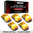 Ford 17-25 Superduty (5-Piece Set) Clear Cab Roof Light Lens with 2-Way Forward & Rear Facing Amber ULTRA High-Power LEDs - ATTN: This cab light set is for a fresh install on a truck that DID NOT come with OEM cab roof lights (No Square Hole Required - Only 2 Small Screw Holes & a 1/4