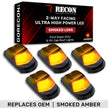 Ford 17-22 Superduty (5-Piece Set) Smoked Cab Roof Light Lens with 2-Way Forward & Rear Facing Amber ULTRA High-Power LEDs - ATTN: (Plug-N-Play Replacement for OEM Factory Installed Cab Roof Lights)