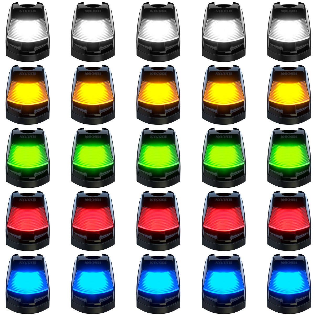 Ford 17-22 Superduty (5-Piece Set) Smoked Cab Roof Light Lens with RGB (Multi-Colored) High-Power LED's - Complete Kit With Wiring & Hardware - ATTN: Cab Lights are User Controlled by Bluetooth Using App Thru Mobile Phone / Tablet - MULTI-COLORED - Image 2