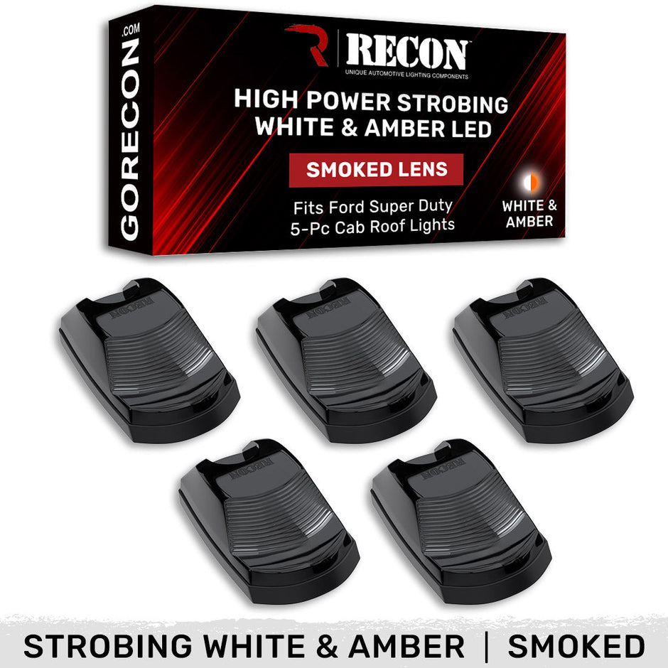 Ford 17-22 Superduty (5-Piece Set) Smoked Lens with White & Amber Strobe LED's & White or Amber Running Light LED's - Complete Kit With Wiring & Hardware - Image 5