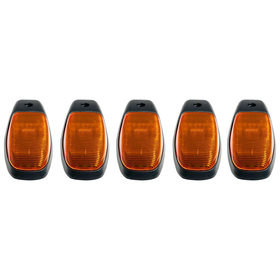 Dodge 19-23 RAM Heavy-Duty 2500 & 3500 (5-Piece Set) Amber Cab Roof Light Lens with 2-Way Forward & Rear Facing Amber ULTRA High-Power LEDs - ATTN: This cab light set is for a fresh install on a truck that DID NOT come with OEM cab roof lights (No Square Hole Required - Only 2 Small Screw Holes & a 1/4