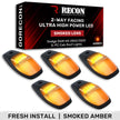 Dodge 19-23 RAM Heavy-Duty 2500 & 3500 (5-Piece Set) Smoked Cab Roof Light Lens with 2-Way Forward & Rear Facing Amber ULTRA High-Power LEDs - ATTN: This cab light set is for a fresh install on a truck that DID NOT come with OEM cab roof lights (No Square Hole Required - Only 2 Small Screw Holes & a 1/4